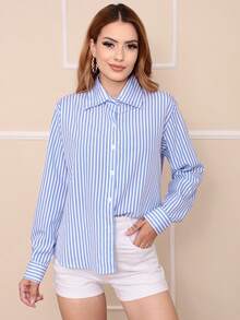 New Arrival Women's Fashion Striped Long Sleeve Blouse
