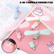 1PC Creative USB Mini Mobile Phone Fan, TYPE-C Android Apple Portable Small Fan, Three In One Mobile Phone Fan, Silent Fan, Small Gift, Cool In Summer, Suitable For Outdoor Use, Compatible With Android, Apple, And Power Bank Interfaces, Easy To Carry, Compact And Detachable Design Summer Cooling,Beach,Travel - Multicolor - View 6