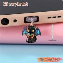 1 pieza Tapón antipolvo de teléfono en forma de dragón 2D de acrílico, compatible con Lightning/Tipo-C, cuidado y mantenimiento de teléfonos móviles, regalo ideal para vacaciones - Multicolor - Ver 2