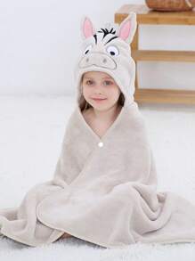 MICHLEY MICHLEY 1pc Cartoon Hooded Baby Towel Unisex Premium Soft Swimming Bathrobe Large Washcloths 27.5" X 45.5" For 0-7Y