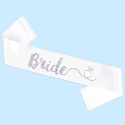 1 Pc Bride Sash With Diamond Ring Icons Bride To Be White And Silver Glitter Bridal Sash For Bachelorette Wedding Bridal Shower Hen Party