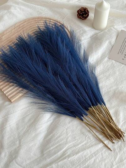 10pcs/Pack 55cm/21.65inch Navy Blue Artificial Simulation Bamboo Shoot Decor, Indoor Home Living Room Fake Flower Decoration Pampas Grass Plant, Valentine's Day, Gift Gifts Birthday Graduation,Fall Decor,Autumn