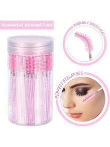100PCS Eyelash Brushes, Mascara Wands With Container, Bendable Disposable Eyebrow Spoolies, Lash Brush For Lash Extensions, Eyebrow Spoolie, Castor Oil Brushes (Crystal Pink)