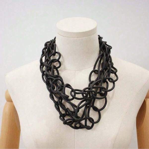 Handmade Luxury Necklaces For Women Rubber Jewelry Black Statement Necklace