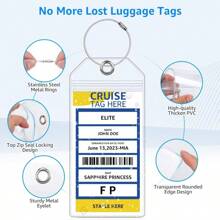 5/10/20 Pack Cruise Luggage Tag Holder For Carnival, NCL, Princess, MSC Cruises, Clear Cruise Tag Holder With Zipper Seal, Wide Waterproof Cruise Essential Cruise Accessories Graduation Vacation Travel Accessories Summer Travel Essentials Travel Bag For School School Accessories School Stuff