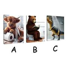 1/3pcs Interesting Animal Bathroom Wall Arts Canvas Posters, Optional Frame Hanging For Bathroom And Home Decoration ,Wall Art With Frame - Multicolor - View 27