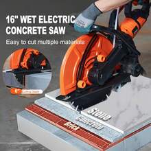 Electric Concrete Saw, 16 In, 3200 W 15 A Motor Circular Saw Cutter With Max. 6 In Adjustable Cutting Depth, Wet Disk Saw Cutter Includes Water Line, Pump And Blade, For Stone, Brick - Xem 2