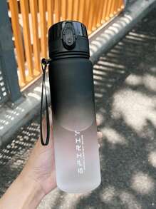 1pc, Large Capacity Frosted Gradient Color Fashion Sports Water Bottle Portable Outdoor Plastic 1000ml Water Bottle With Rope