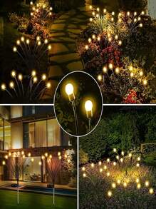 1PC 6/8/10Lights 18650-600mAh Solar Firefly Lights Outdoor Garden Decoration Landscape Lights Lawn Lights Suitable For Festive Decoration,LED Solar Firefly Lights For Courtyard Garden Decoration, Christmas Wind Swaying Firefly Ground Mounted Lawn Lights