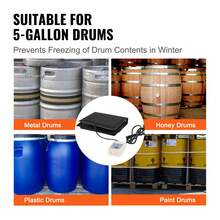Metal Drum Heater, 250 Watt, Pail Heating Band For 5 Gallon Barrel, 0-145℉ Adjustable With Independent Thermostat, Waterproof Oxford Fabric High Efficiency Grease Keg Heater, FCC Listed - US A Type Plug(110-127V) - View 6