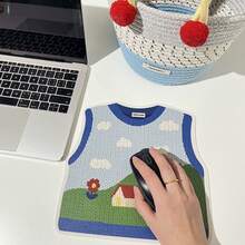 3D风景毛衣鼠标垫 美学艺术桌垫 便携式创意办公桌配件 可爱鼠标垫 办公室装饰 家居礼物 送给男士女士朋友 生日、学校用品、返校