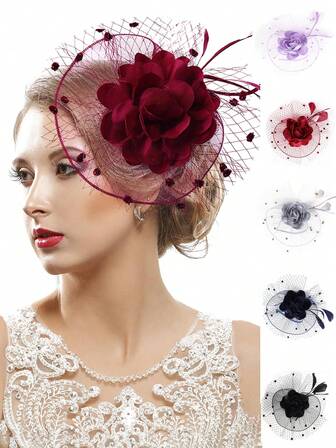 Vintage Bridal Mesh Veil Fascinators Hat Plush Feather Headdress For Women Wedding Tea Party Hair Clips Hat Mini Hats Tiny Hats Derby Hat Mini Top Hat Mini Cap