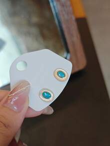 2 件优雅银贝壳装饰 925 纯银耳环，配人造绿松石，时尚女性，适合日常、派对、婚礼、情人节、生日礼物