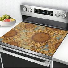 Tapis de cuisinière, dessous de plat tournesol et chat noir, résistant à la chaleur, antidérapant, résistant aux rayures, facile à nettoyer, convient pour la cuisinière, le plan de travail, le placard, le lave-vaisselle, la machine à laver, le sèche-linge, la plaque à induction et la table à repasser, protecteur de surface de cuisson en verre céramique, résistant à la chaleur, résistant aux rayures, couvre-plaque de cuisson antidérapant, tapis pour cafetière, tapis de machine à café - Multicolore - Voir 2