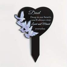 Heartfelt Acrylic Memorial Tombstone For Parents Weatherproof Outdoor Cemetery Marker With Angelic Doves Design, Ideal For Mourning Garden & Easter Decor