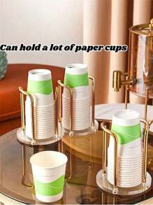 1pc Acrylic Disposable Paper Cup Holder, Light Luxury And Elegant Coffee Cup Storage Rack, Suitable For Kitchen Restaurant, Home, Cafe, Office And Hotel Use, Ideal For Neatly Storing Paper Cups