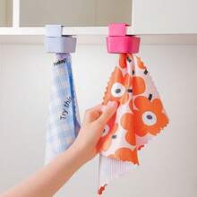 1/2/4pcs No Drill Hanging Towel Holders, Convenient Rag Storage Clips, Soft Material, Fits Cabinets, Wardrobes, Bathrooms, For Hanging Towels, Washcloths, Rags And Gloves, Practical Kitchen & Bathroom Accessory