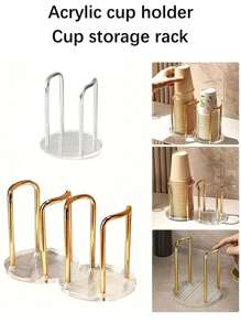 1pc Acrylic Disposable Paper Cup Holder, Light Luxury And Elegant Coffee Cup Storage Rack, Suitable For Kitchen Restaurant, Home, Cafe, Office And Hotel Use, Ideal For Neatly Storing Paper Cups