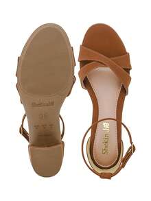 Women's Sandals Low Square Heel Shekinah Nubuck Party X Fashion Launch Casual Classic Social Church - 駝色 - 查看 5