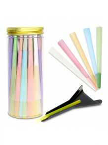 Multi-Color Canned Pre-Rolled Cone + Black Funnel Ultra Thin Slow Burning With Tip Roll Paper Portable Tapered Roll Paper Lovers Gift Party Gift For Friends Gift Outdoor Items, Pre-Rolled Filter Paper Accessories Easy To Carry