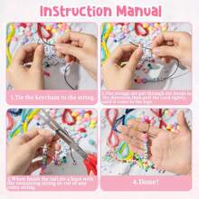 286 Pieces DIY Keychain Making Craft Set, Adjustable Alphabet Heart Clear Beads Keychain Supplies, Birthday Holiday Party Favors