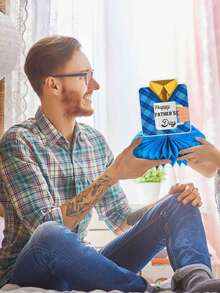 Decoraciones para el Día del Padre, set de 9 piezas de centros de mesa impresos a doble cara en panal, centros de mesa para el Día del Padre y decoraciones de fiestas de cumpleaños, suministros para fiestas del Día del Padre Feliz, cortinas de fondo para fotos - Azul - Ver 5