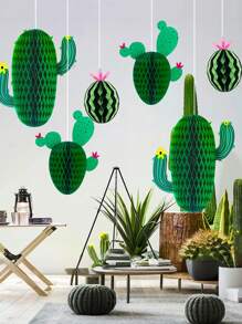 3 piezas de pompones de papel de abeja decorativos colgantes con temática hawaiana de cactus verde, para fiestas de cumpleaños, celebraciones universales y talla grande