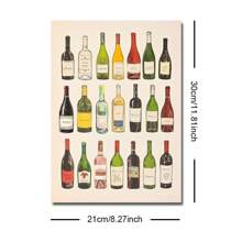 1 pezzo cartellone quadro di arte da muro della cucina con stampa su tela di bottiglie di vino senza cornice, grafica minimalista di diagramma vini per carrello bar, dipinto retrò per appartamento, soggiorno, sala da pranzo, decorazione moderna per la casa