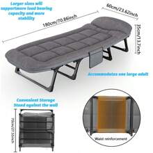 Sleeping Cots/Camping Cots For Adults6 Adiustable Positions PortableFoldable Folding Cot With Pillow HeavyDuty Strong Frame Cot Bed For Camp,Travel,Room, Office