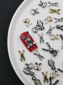 30 pezzi decorazioni per unghie in lega 3D a forma di coniglio punk, motivi teschio e coniglio gotico, cristalli di lusso e strass in lega per decorazione unghie fai-da-te per donne, stile premium in metallo a forma di cuore, set decorazioni unghie, accessori per unghie, kit unghie, per salone di bellezza e professionisti unghie