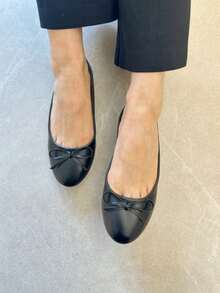 Fashionable Versatile Casual Simple All-Match Bow Flats - Black - View 3