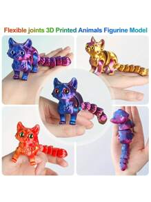 3D Printed Plush Cat Figurine, Realistic Movable Joint Decorative Cat Model, Great Gifts For Christmas, Halloween, Easter, Carnival Decoration