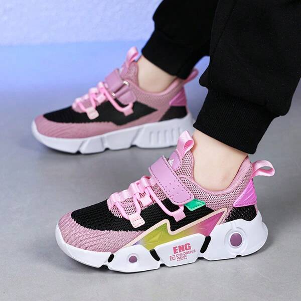 Unisex kindermode casual willekeurige kleur atletische sneakers, meisjes lichtgewicht comfortabele outdoor hardloopschoenen
