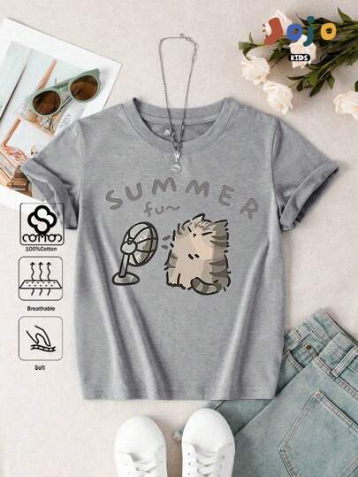 Novo estilo de primavera, blusas esportivas infantis de algodão puro, macias e confortáveis, gola redonda, estilo universitário de rua, unissex, gatinhos fofos casuais, fãs, slogans de letras criativas impressos