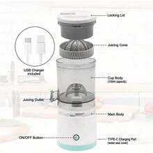 1 Portable Rechargeable USB Electric Juicer, Designed For A Healthy Lifestyle. This Multi-Functional Juicer Has A High Juice Output And Is Suitable For Home Use. - Multicolor - View 13