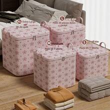 Foldable Large Capacity Clothes Storage Bags Cherry Blossom Pattern Storage Bins Closet Organizers Dust-Proof Moving Bag - Multicolor - View 2