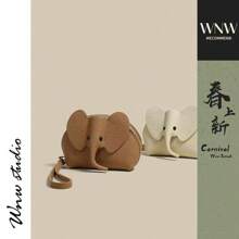 1pc Korean Luxury Soft PU Leather Elephant Wallet, Women Card Holder Keychain Pouch, Lipstick Organizer Pendant, Cute Elephant Zipper Coin Purse, Fresh Small Compact Coin Wallet, Storage Essential