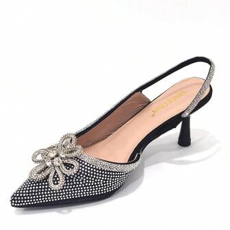Venus Chan 2025 Women's Elegant Pointed-Toe High Heel Sandals With Rhinestones For Parties And Weddings