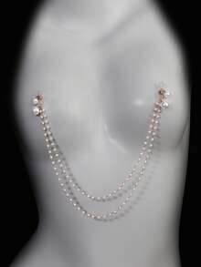 Sexy Double-Layer Tassel Nipple Chain Accessory For Women, Night Club Sexy Pearl Chest Chain Body Jewelry - Multicolor - View 10