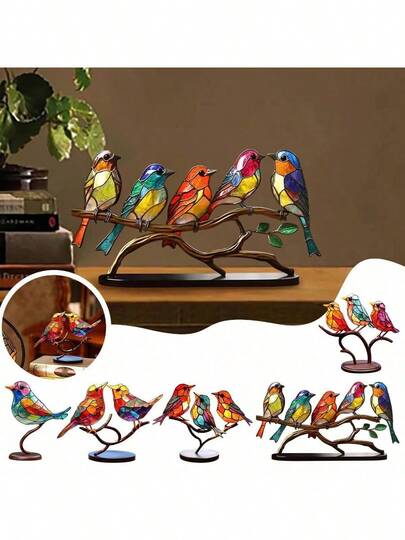 1 件迷人亚克力鸟雕像，欧式扁平木鸟装饰，枝头彩色亚克力鸟，房间装饰，现代风格桌面鸟雕塑装饰，用于家居装饰浴室装饰，适合万圣节、圣诞节、父亲节、复活节、母亲节礼物，送给男朋友/女朋友的装饰，房间、客厅、办公室