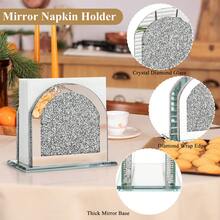 Crushed Diamond Glass Napkin Holder, Decorative Tableware For Dining Room Kitchen Countertop Organization - Multicolor - View 5