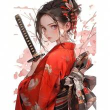 1pc/3PCS Wall Arts Posters Girl Kimono Samurai Knife Poster Cute Anime And Manga Girl Samurai Canvas Painting Printed Wall Art Pictures Suitable For Children's Room Home Decoration, Frameless/Framed ,Wall Art With Frame