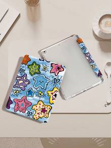 漫画风格 Celestial Jeans iPad 保护壳，兼容 iPad (A16) 第 11 代 11 英寸 2025、Apple iPad Air 11(2025)，适用于 iPad 第 10 代 10.9 英寸 2022 保护壳，带笔架、三折支架保护套、自动唤醒/睡眠功能，是返校、情人节、节假日的可爱礼物