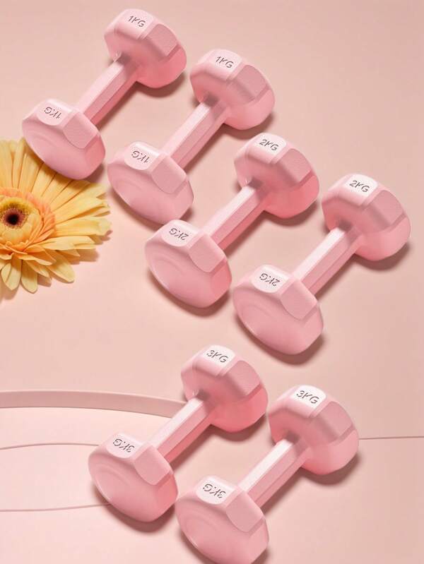 1 pieza Mancuerna hexagonal antideslizante con revestimiento de PVC para entrenamiento de fuerza en el gimnasio del hogar, diseño antirrotación rosa para ejercicios de yoga y brazos/glúteos, equipo durable de pesas para ejercicio en la oficina, interior, exterior, gimnasio, deportes, ejercicio en casa