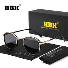 HBK 男士 TR90+ 金属时尚眼镜，圆形镜框，复古朋克风格，TAC 镜片，适合度假、驾驶、休闲、商务、日常生活等场合，配件齐全。 - K40003 - 查看 5
