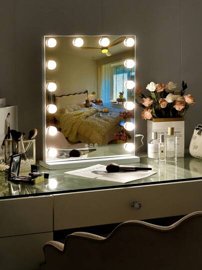 FENCHILIN Vertical LED Illuminated Makeup Mirror, USB Plug In Spiegel Lighting Powder Room, Bedroom White, 40cm 50cm view 4