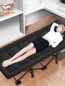 Catre Camastro Plegable Ajustable Acampar,190cm*68cm,Cuna de Camping para Adultos,cómoda,Cuna Plegable para Dormir,Cama Plegable Ligera,soporta 150KG,Siesta de Oficina - Negro - Ver 4