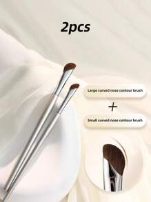 2 Pieces Nose Shadow Brush, Highlight Brush, Eyeliner Brush, Blending Brush, Contour Brush, Angled Eye Shadow Brush Makeup Brush Set, Brightening Highlight Brush, Oblique Nose Root Nose Brush, Side Shadow Brush, Contour Brush