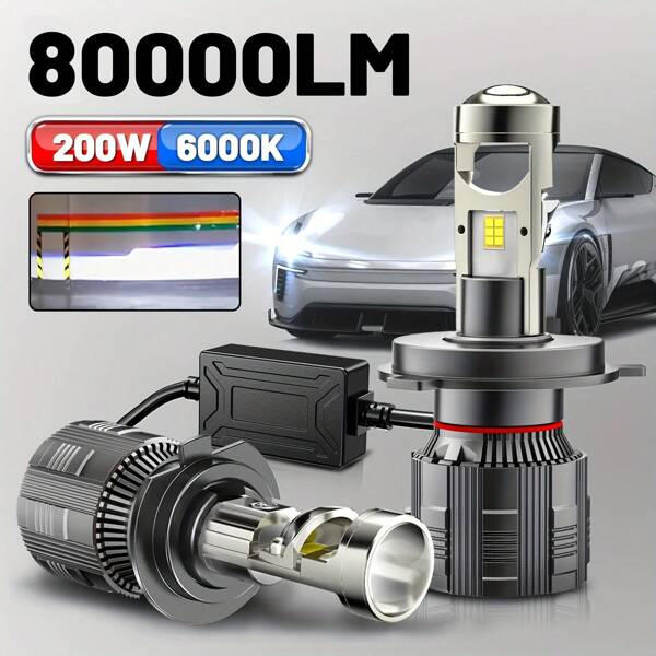 2 Packs H4 H7 LED CANBUS H11 H1 9005 HB3 9006 HB4 H9 9012 LED Headlights 200W High Power 80000LM 6000K Car Headlamp Bulb 12V 24V
