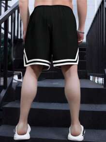 Men's Fashion Letter & Cross Print Outdoor Sports Shorts